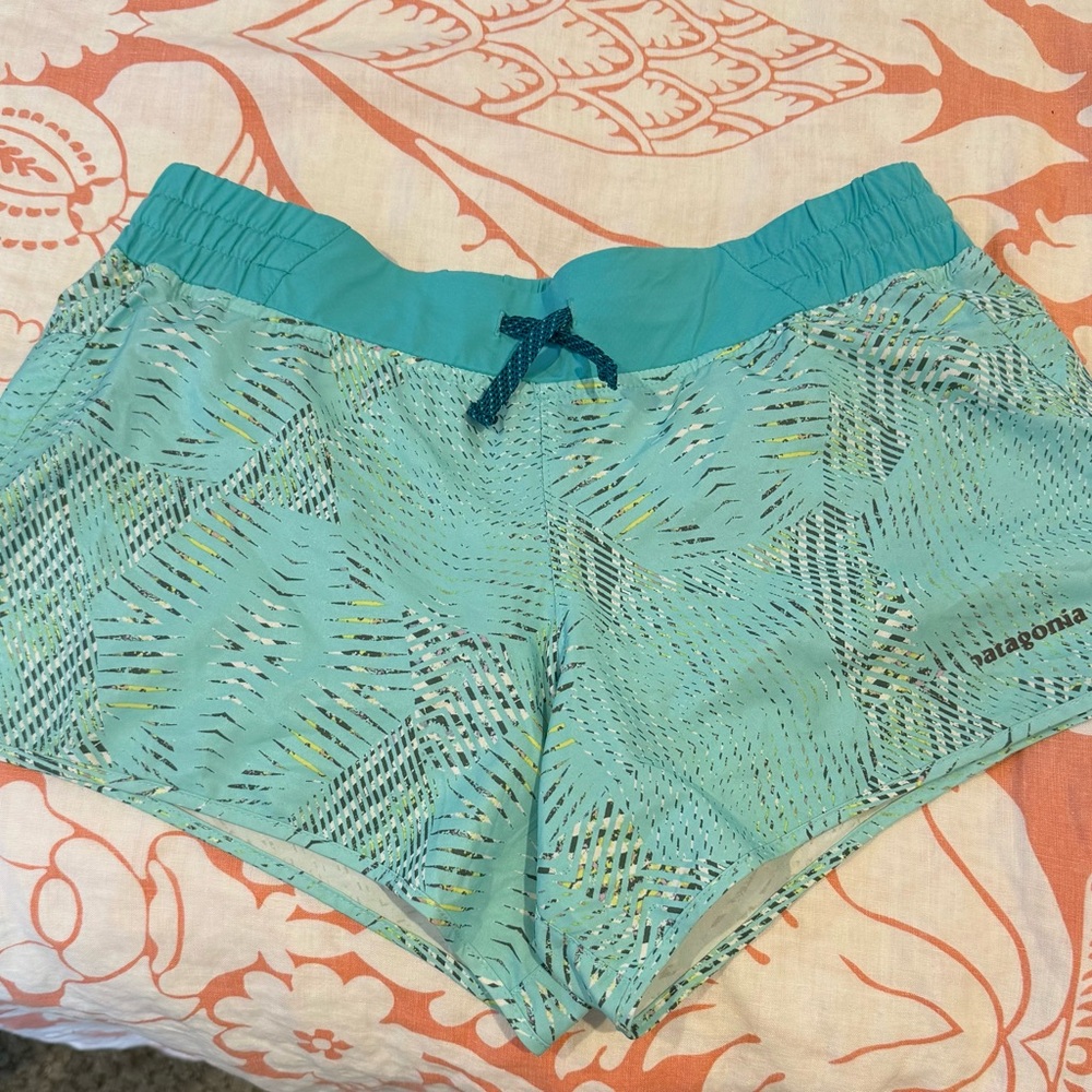 Patagonia Aqua Patterned Swim Shorts